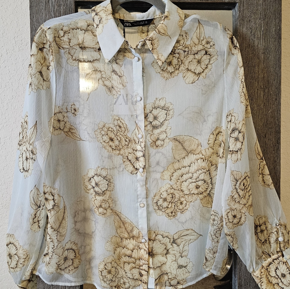 NEW ZARA button up blouse large